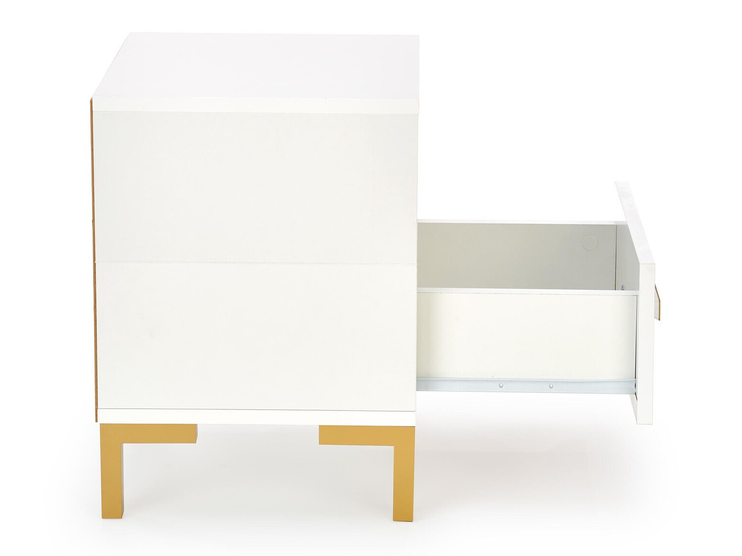 Mesa de cabeceira Houston 1225 (Branco + Dourado)