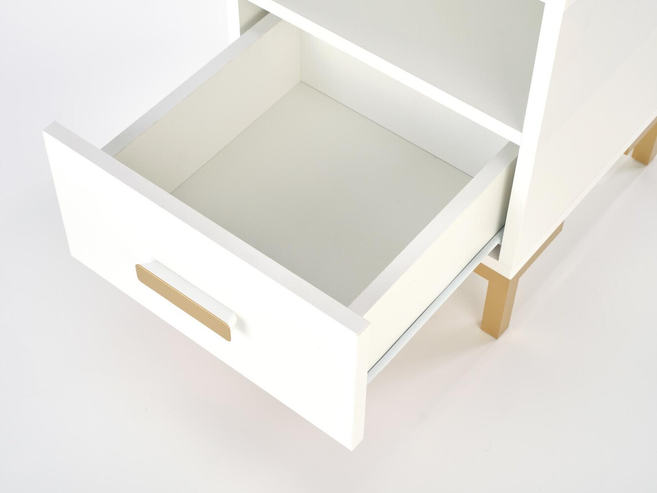 Mesa de cabeceira Houston 1225 (Branco + Dourado)