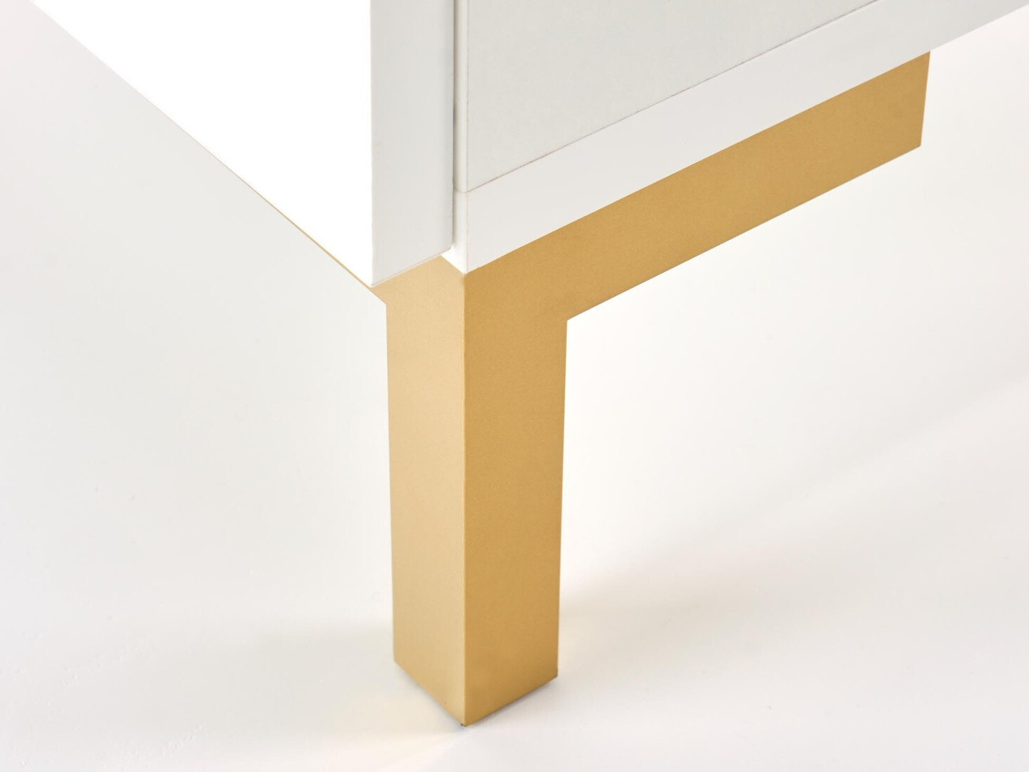 Mesa de cabeceira Houston 1225 (Branco + Dourado)
