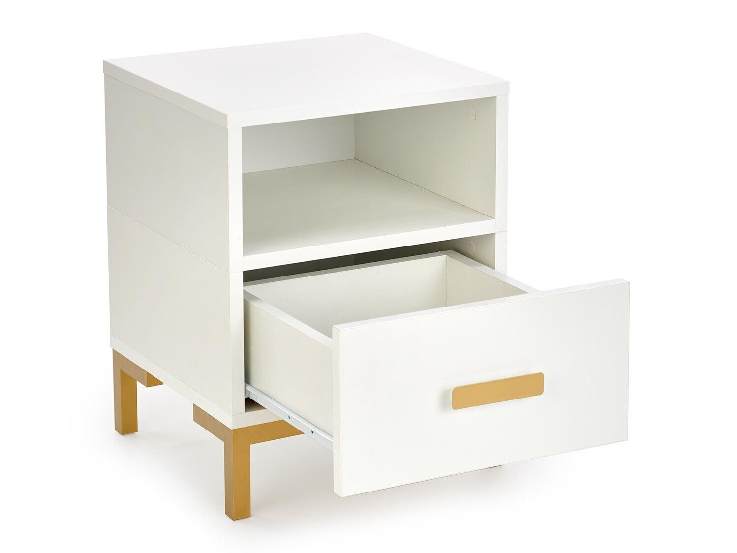 Mesa de cabeceira Houston 1225 (Branco + Dourado)