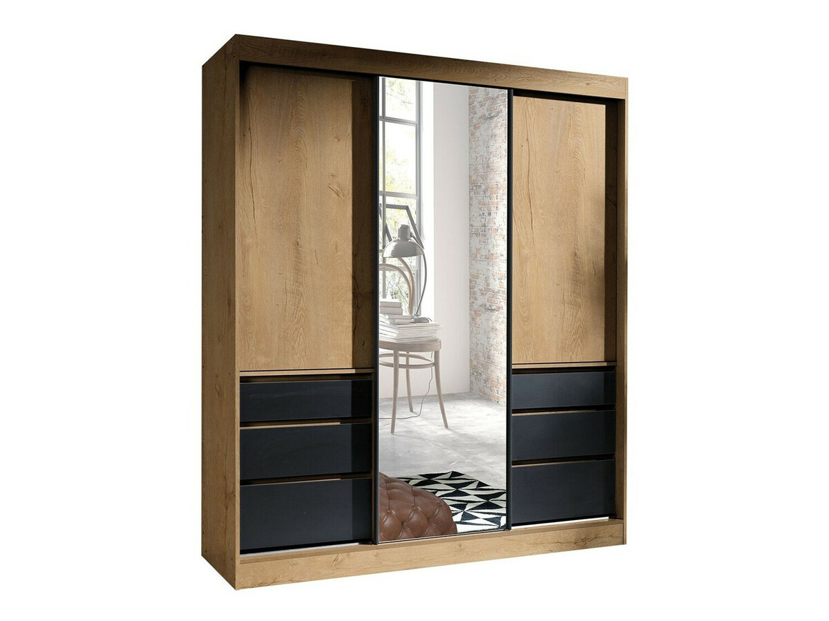Roupeiro Toledo 120 (Carvalho lefkas + Preto)
