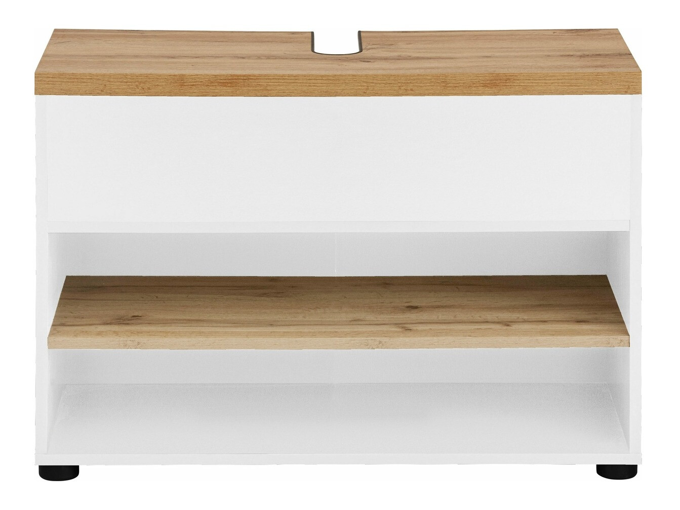 Armário com lavatório de apoio próprio para casa de banho Denton 1025 (Branco + Carvalho)