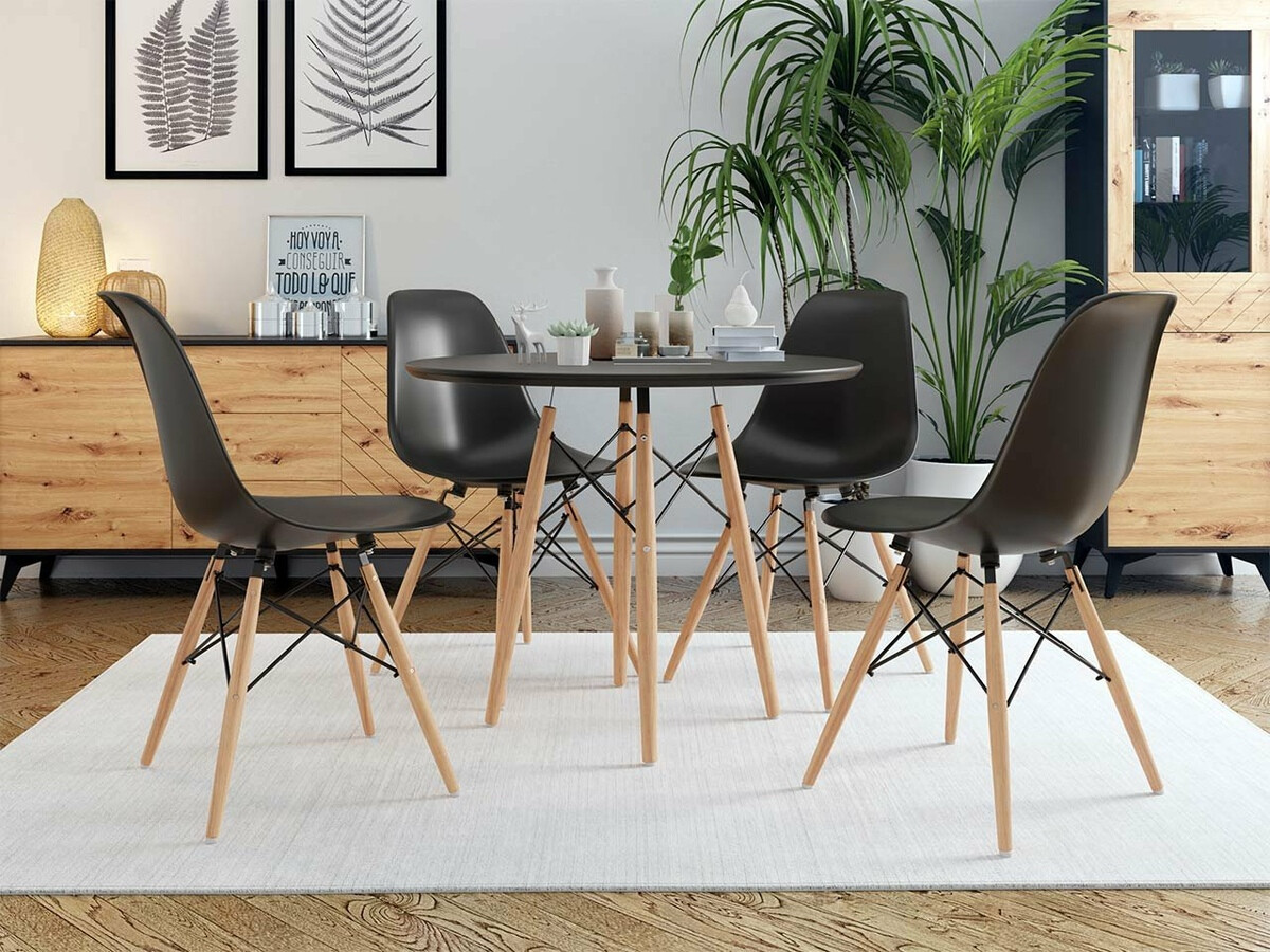 Conjunto para refeições Comfivo 324 (Preto + Castanho claro)