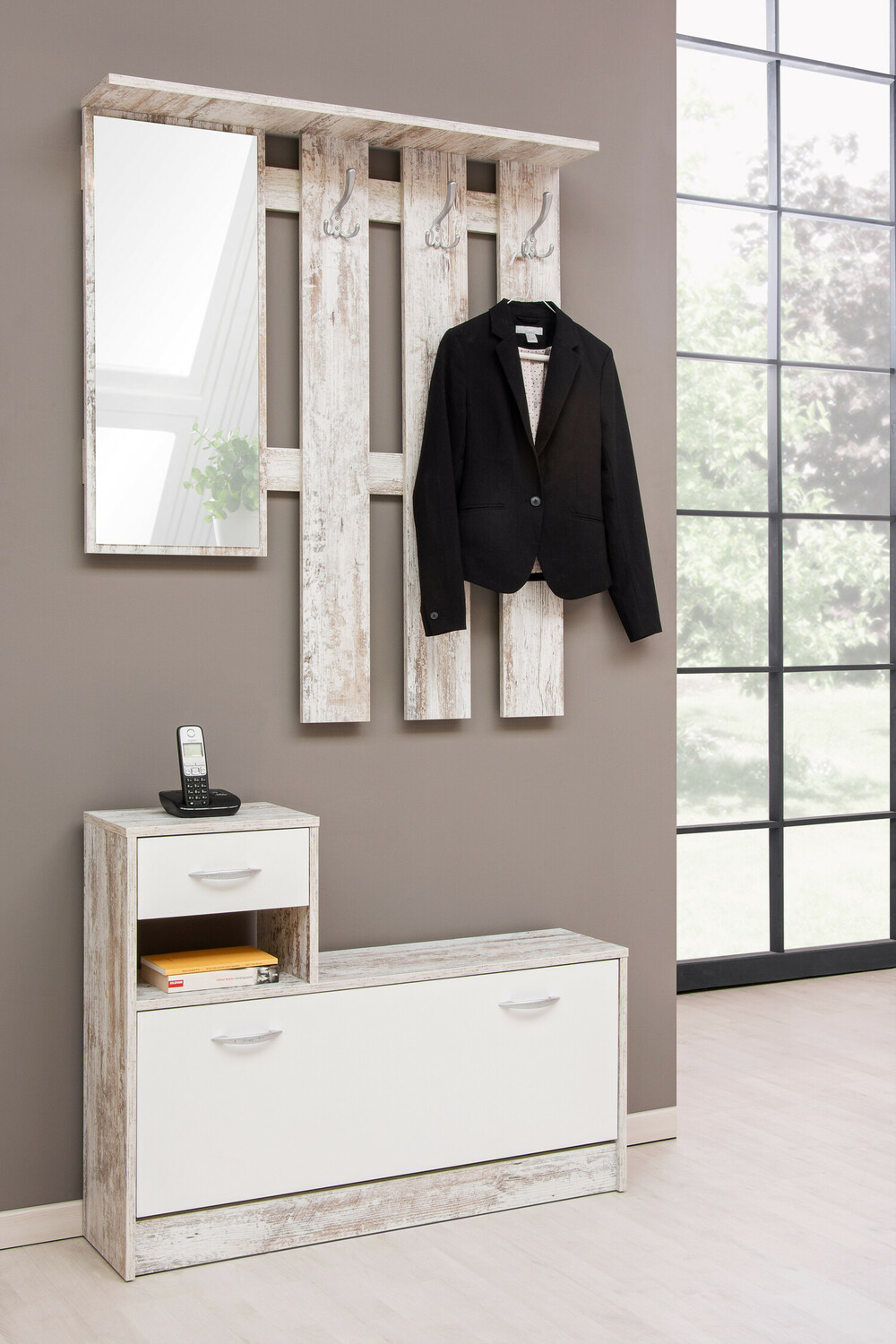 Conjunto para corredor Findlay 149 (Pinheiro branqueado + Branco)