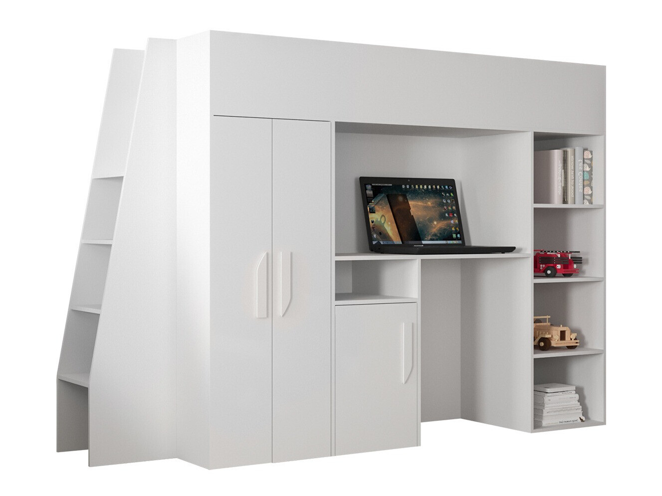 Cama alta Hartford 355 (Branco + Branco brilhante)