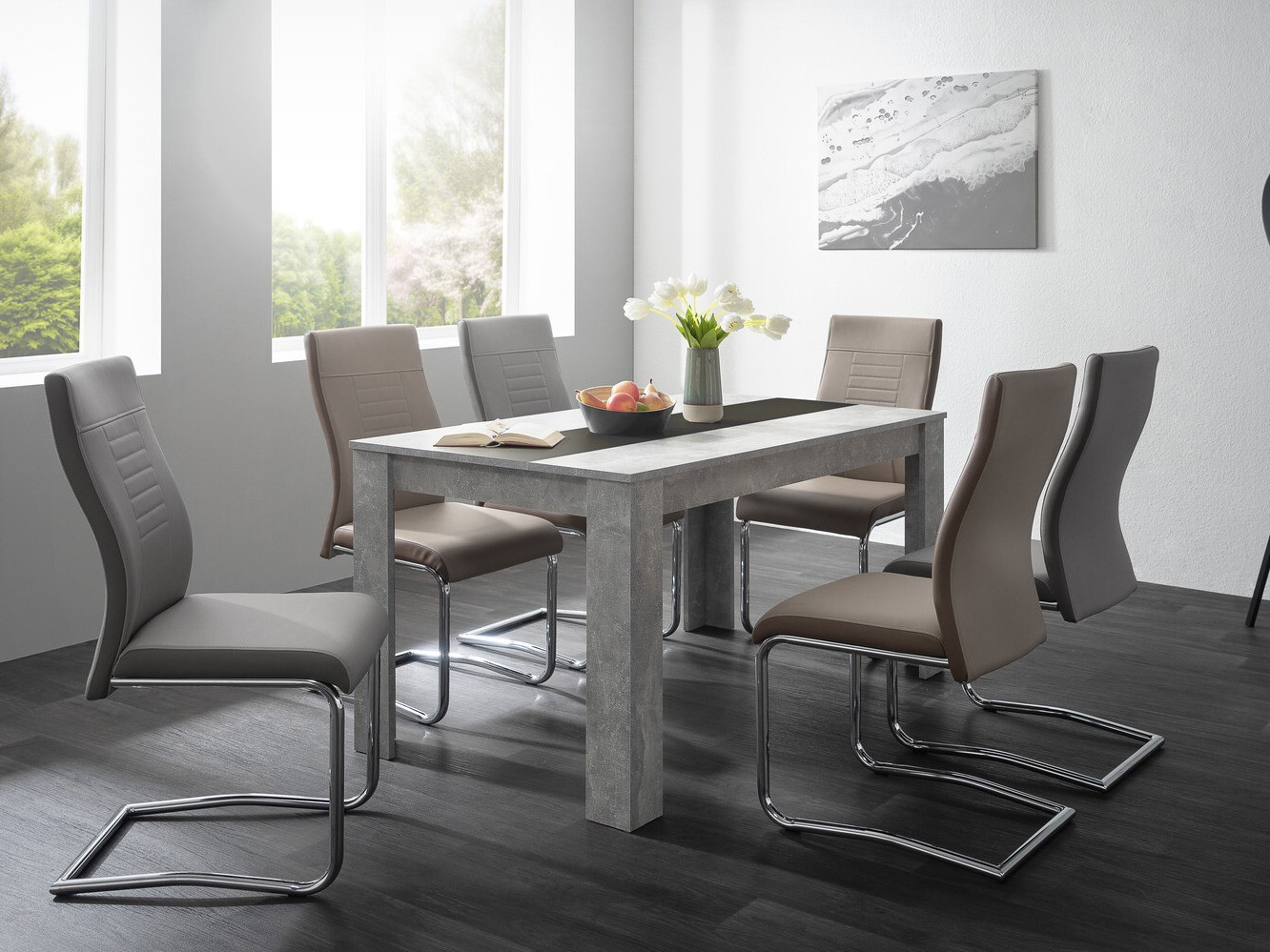 Mesa Findlay 155 (Cimento + Branco + Preto)