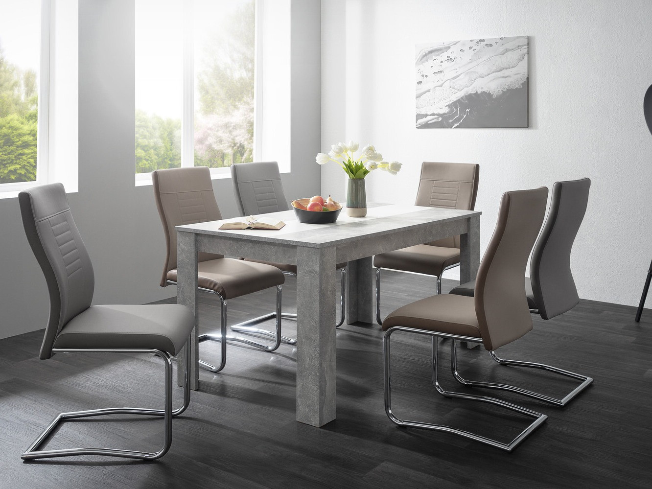 Mesa Findlay 155 (Cimento + Branco + Preto)