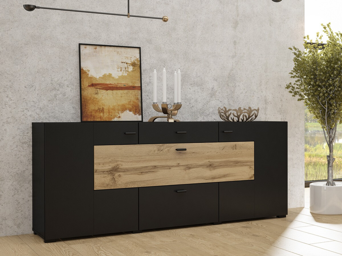 Cómoda Mondalo 104 (Carvalho wotan + Preto matte)