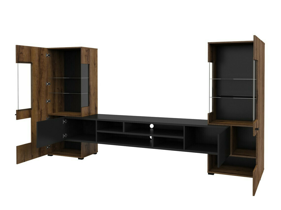 Conjunto para sala de estar Mondalo 105 (Carvalho do Monastery + Preto matte)