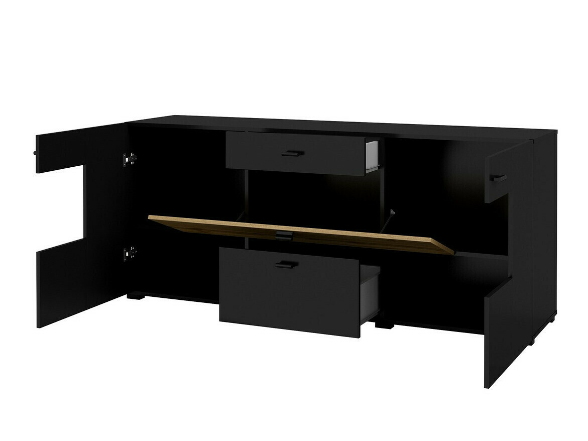 Conjunto para sala de estar Mondalo 105 (Carvalho wotan + Preto matte)