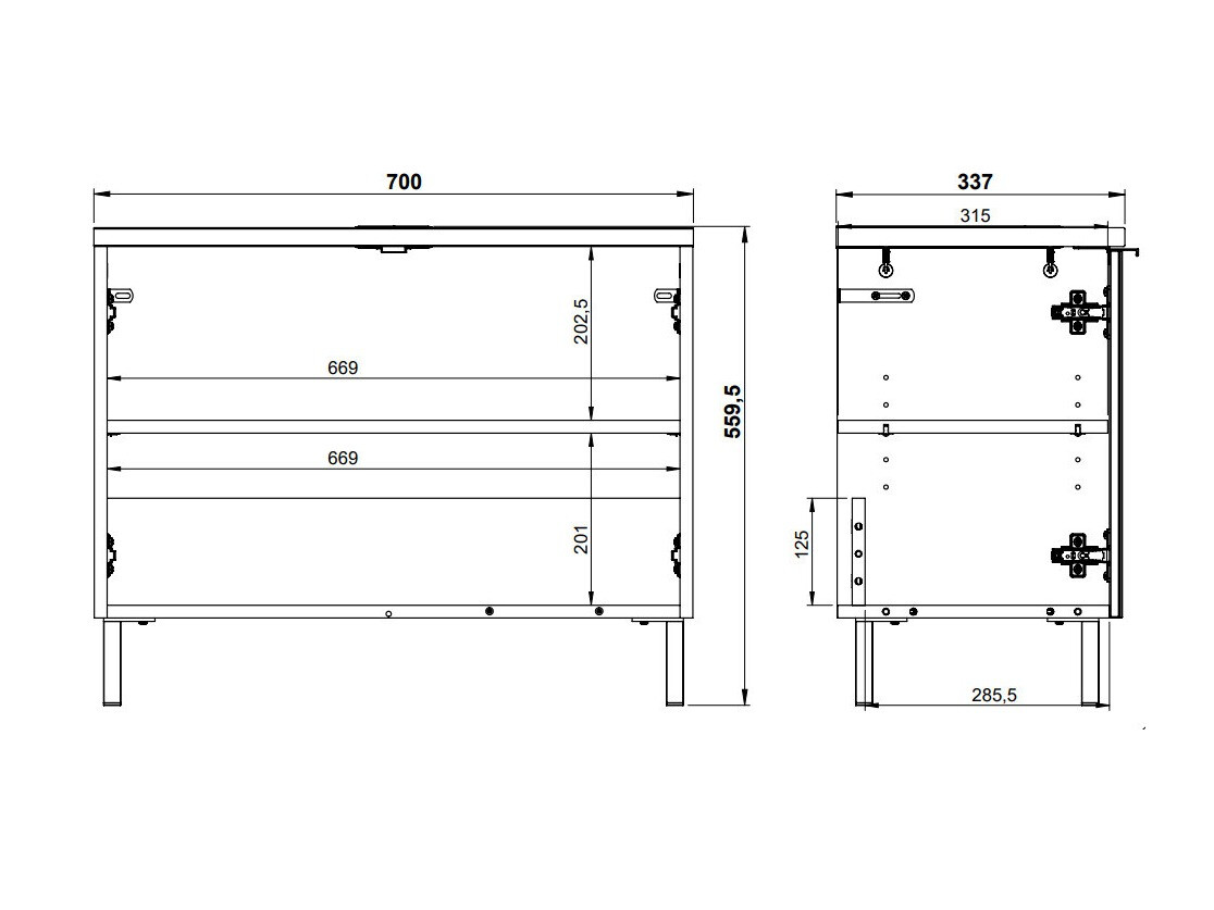 Armário com lavatório de apoio próprio para casa de banho Saldele 102