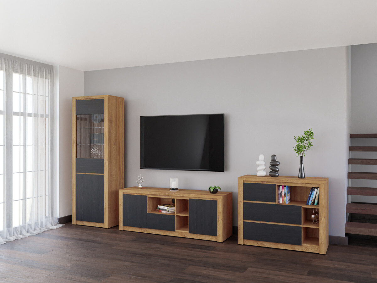 Cómoda Boston 642 (Carvalho + Carvalho preto)