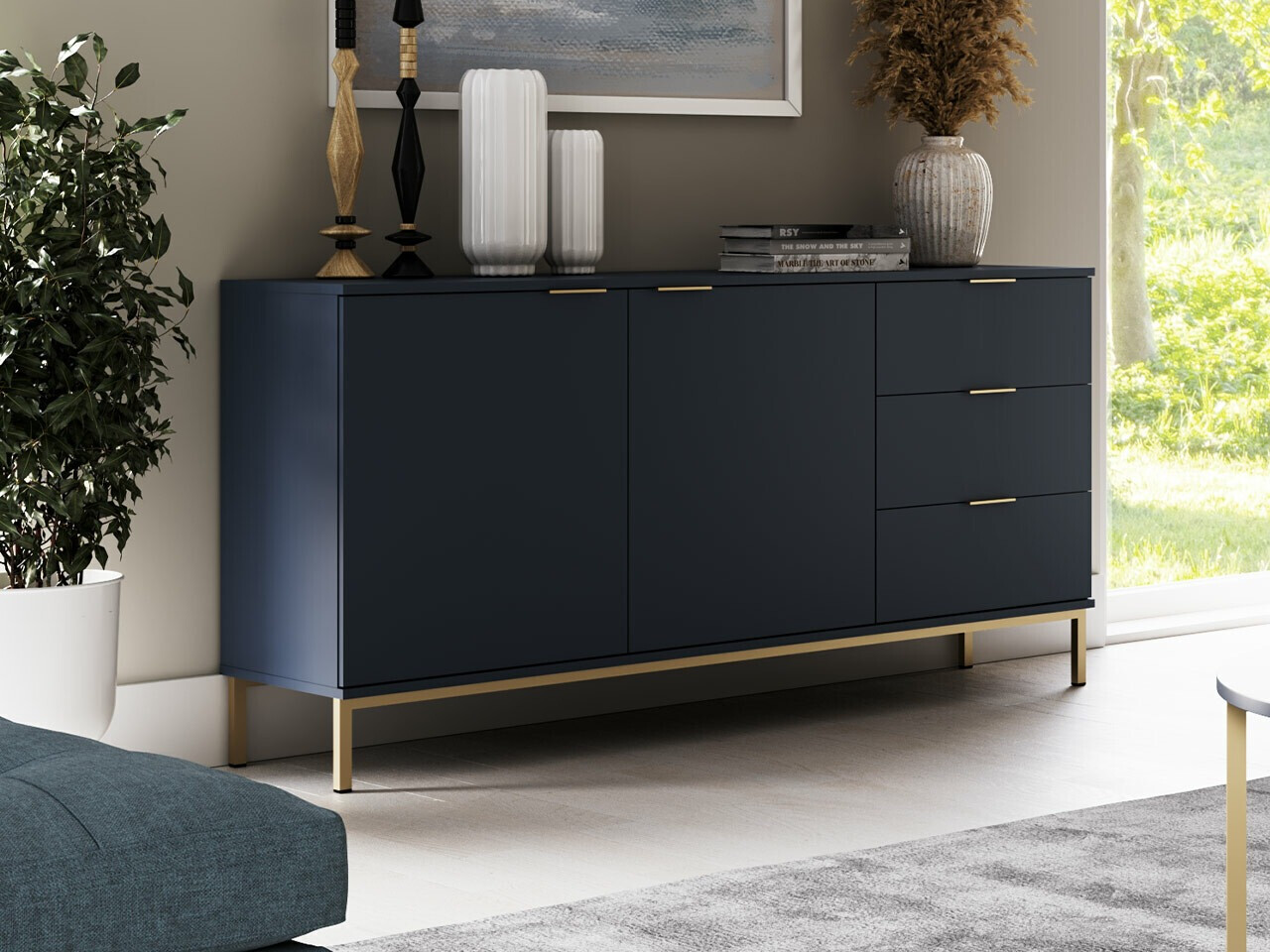 Cómoda Providence R100 (Azul + Dourado)