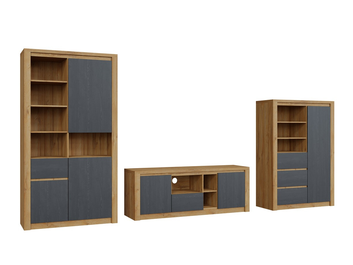 Conjunto para sala de estar Boston 653 (Carvalho preto + Carvalho)