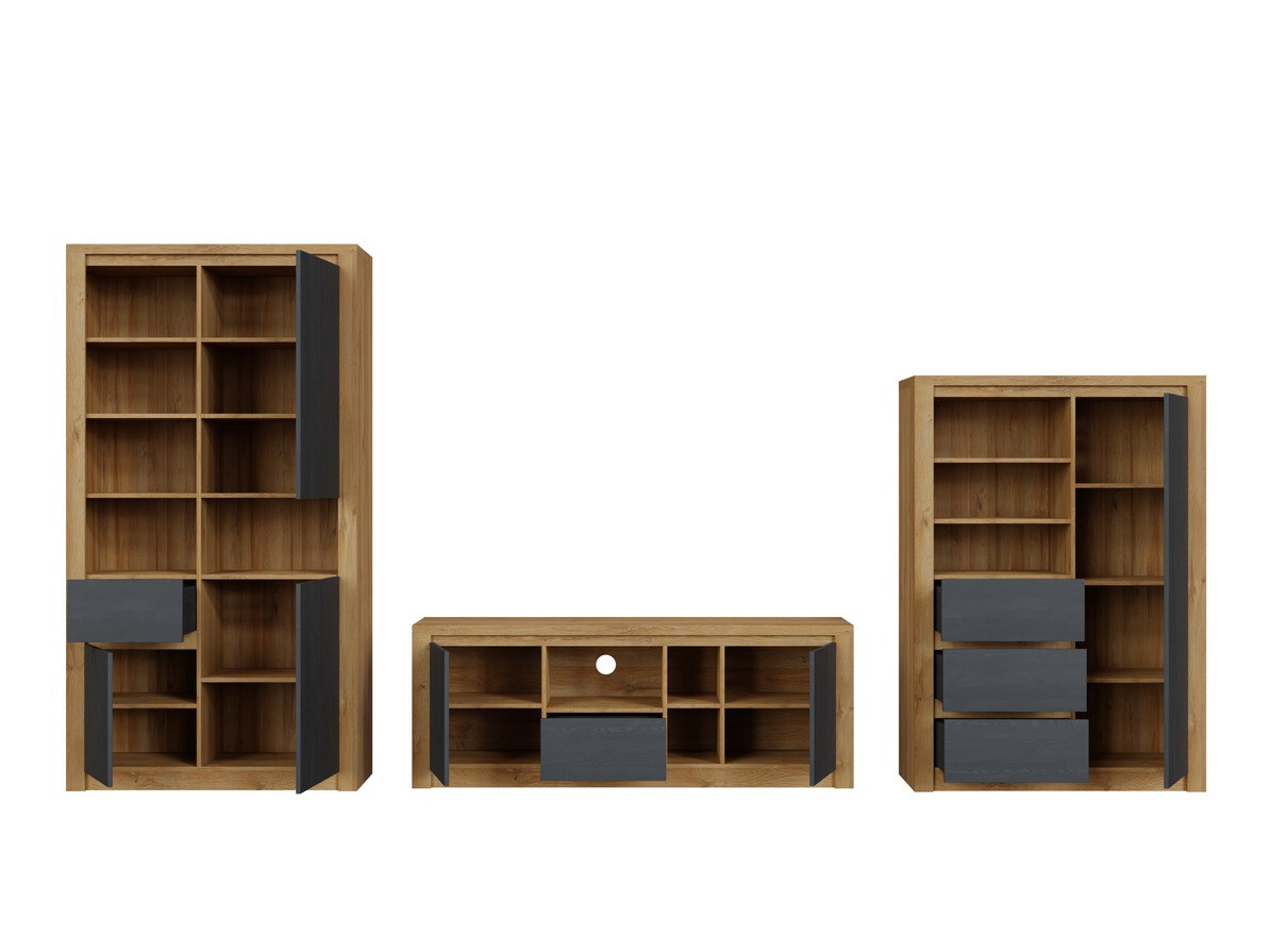 Conjunto para sala de estar Boston 653 (Carvalho preto + Carvalho)