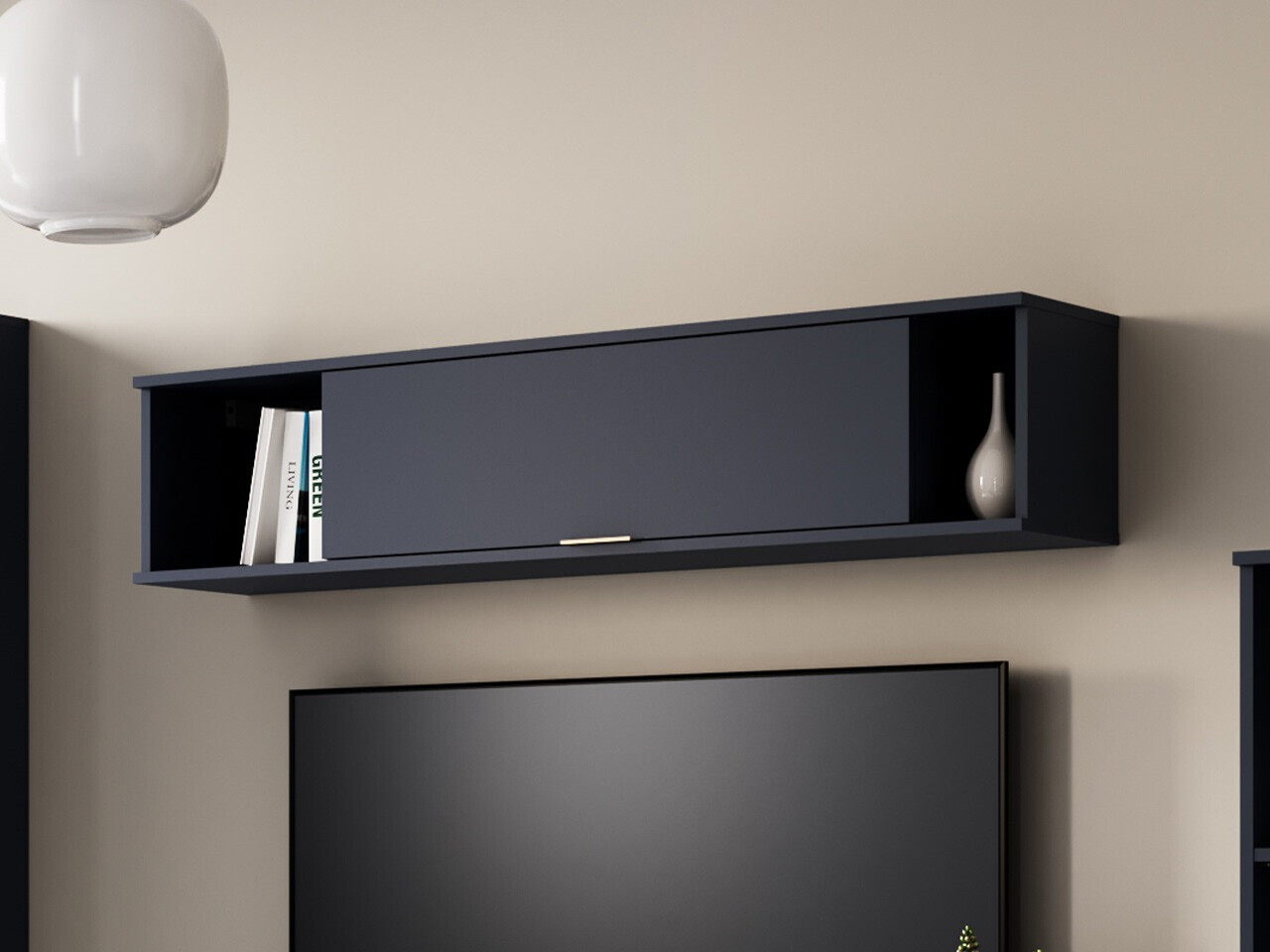 Estante de parede Providence R107 (Azul + Dourado)