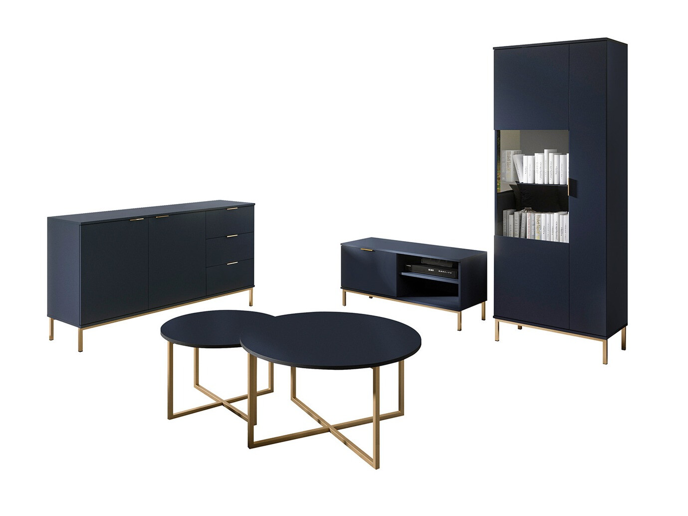 Conjunto para sala de estar Providence R112 (Azul + Dourado)