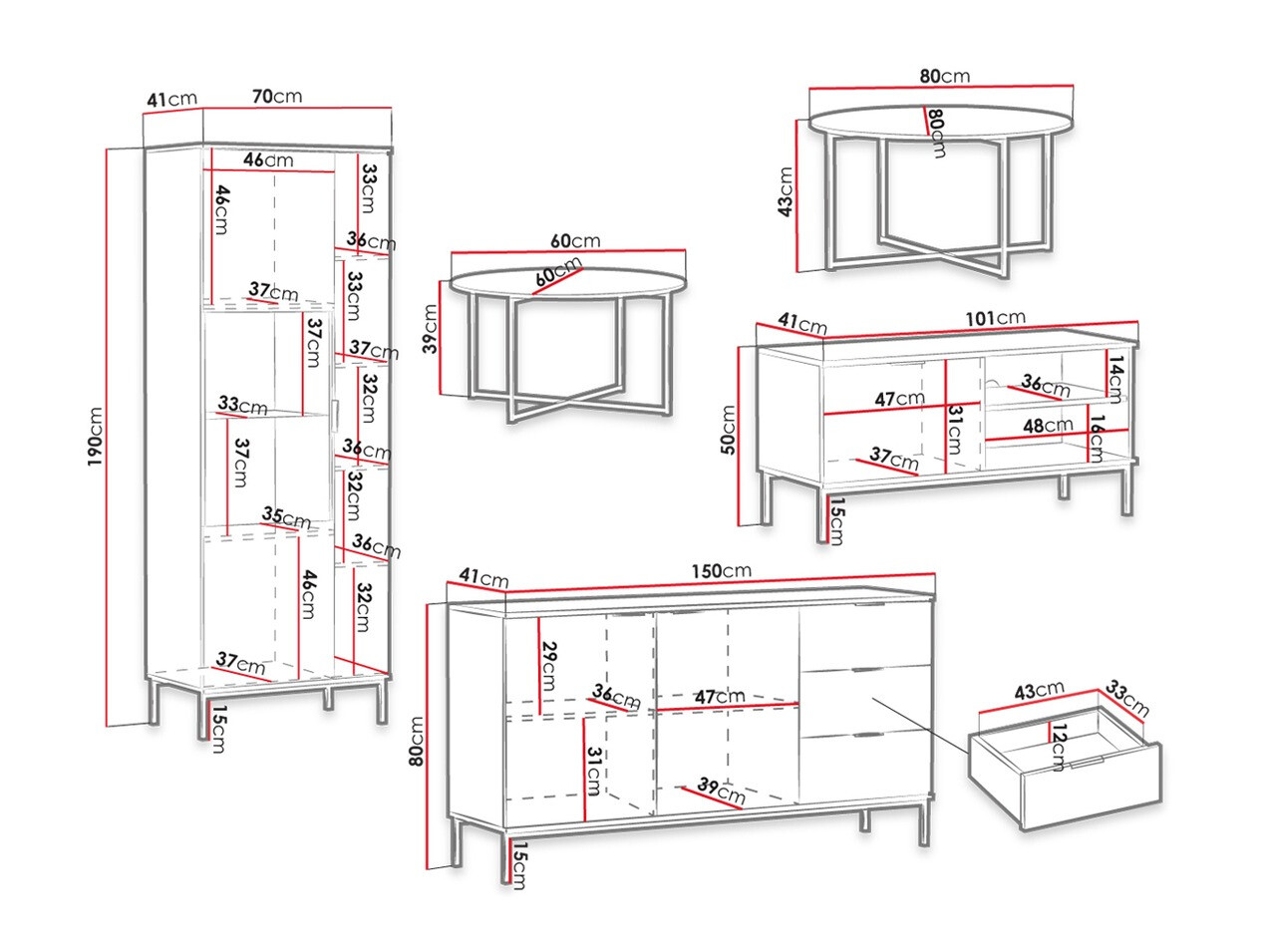 Conjunto para sala de estar Providence R112 (Azul + Dourado)