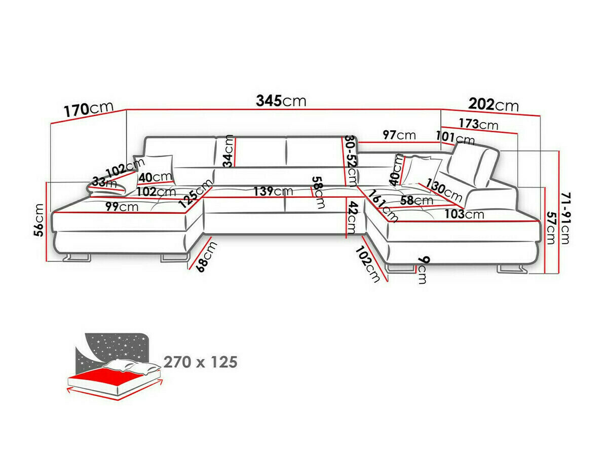 Sofá de canto Comfivo Ruta IV (Kronos 09 + Paros 05)