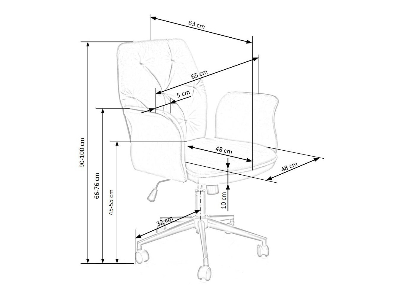 Cadeira de escritório Houston 1257 (Cinzento)