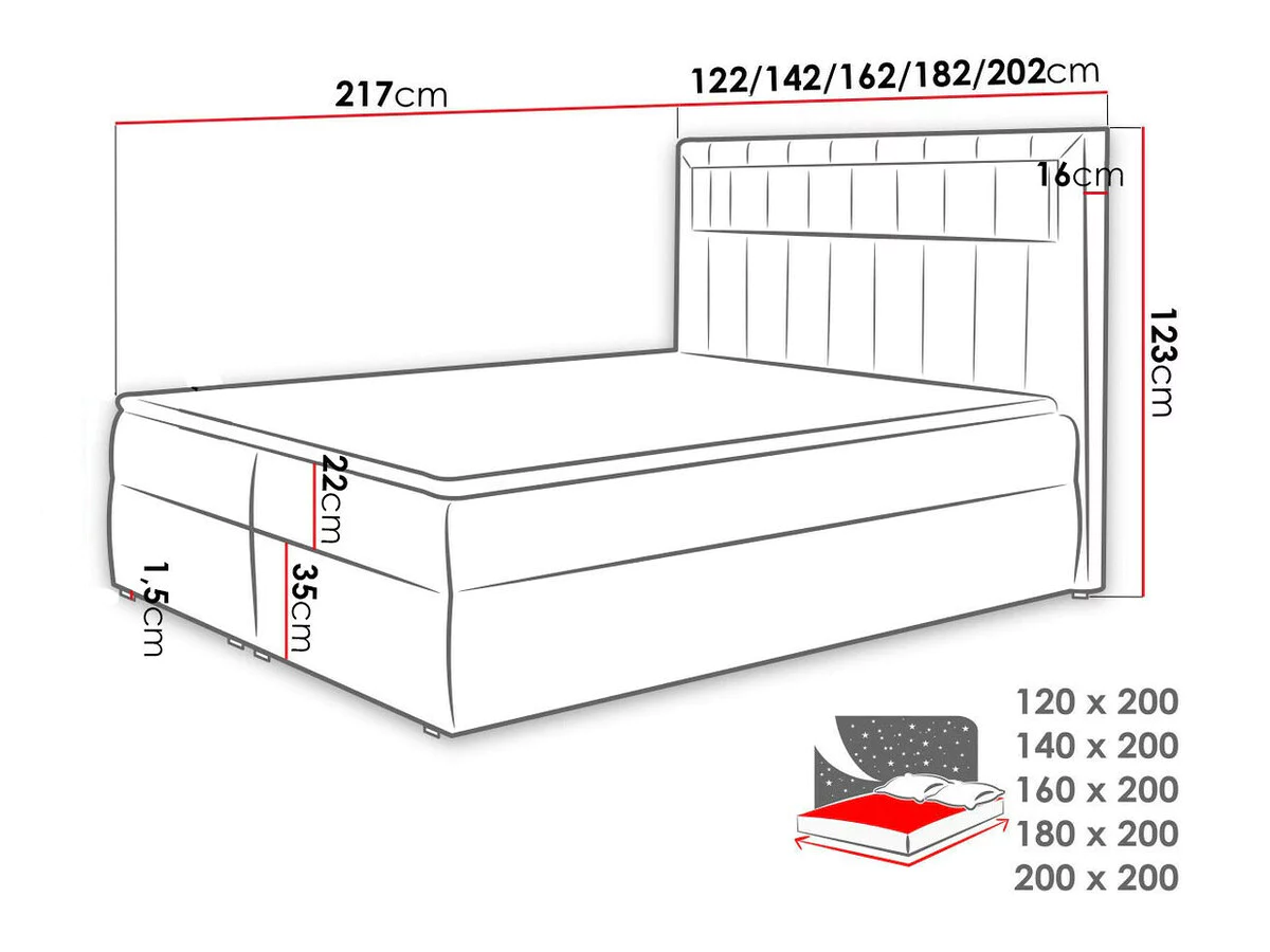 Cama continental Baltimore 131 (Soft 029)