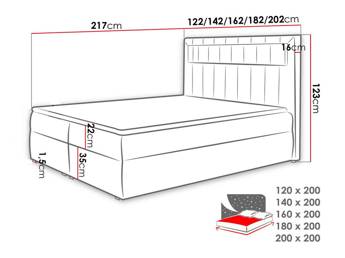 Cama continental Baltimore 131 (Velutto 11)