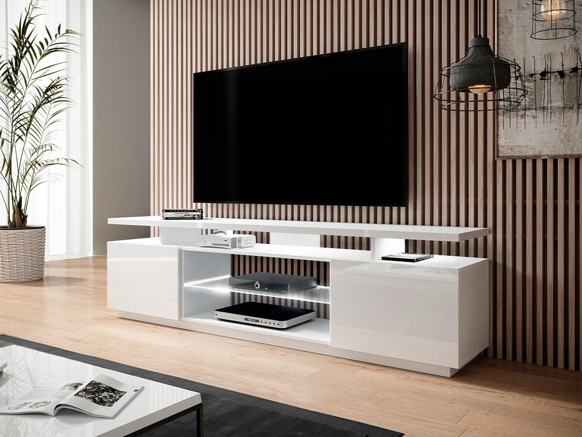 Móvel de TV Figura (Branco + Branco brilhante)