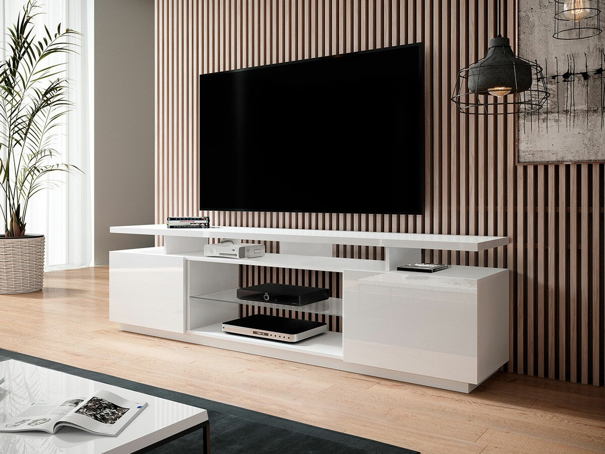 Móvel de TV Figura (Branco + Branco brilhante)