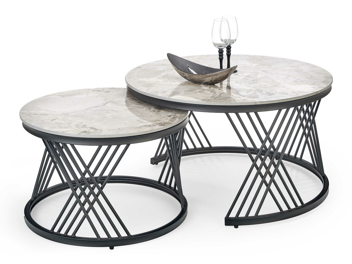 Conjunto de mesa de centro Houston 2011 (Preto + Cinzento mármore)