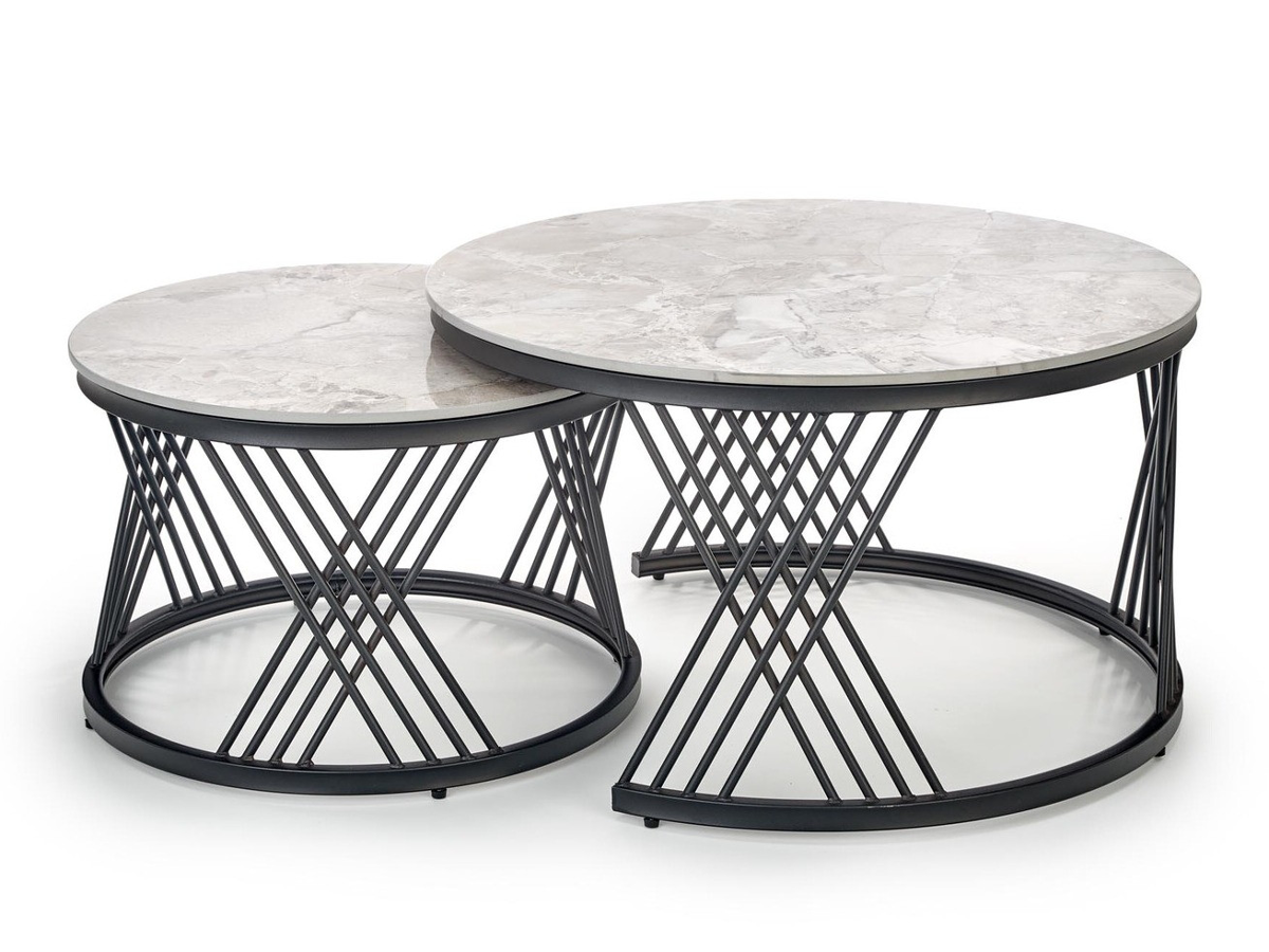 Conjunto de mesa de centro Houston 2011 (Preto + Cinzento mármore)