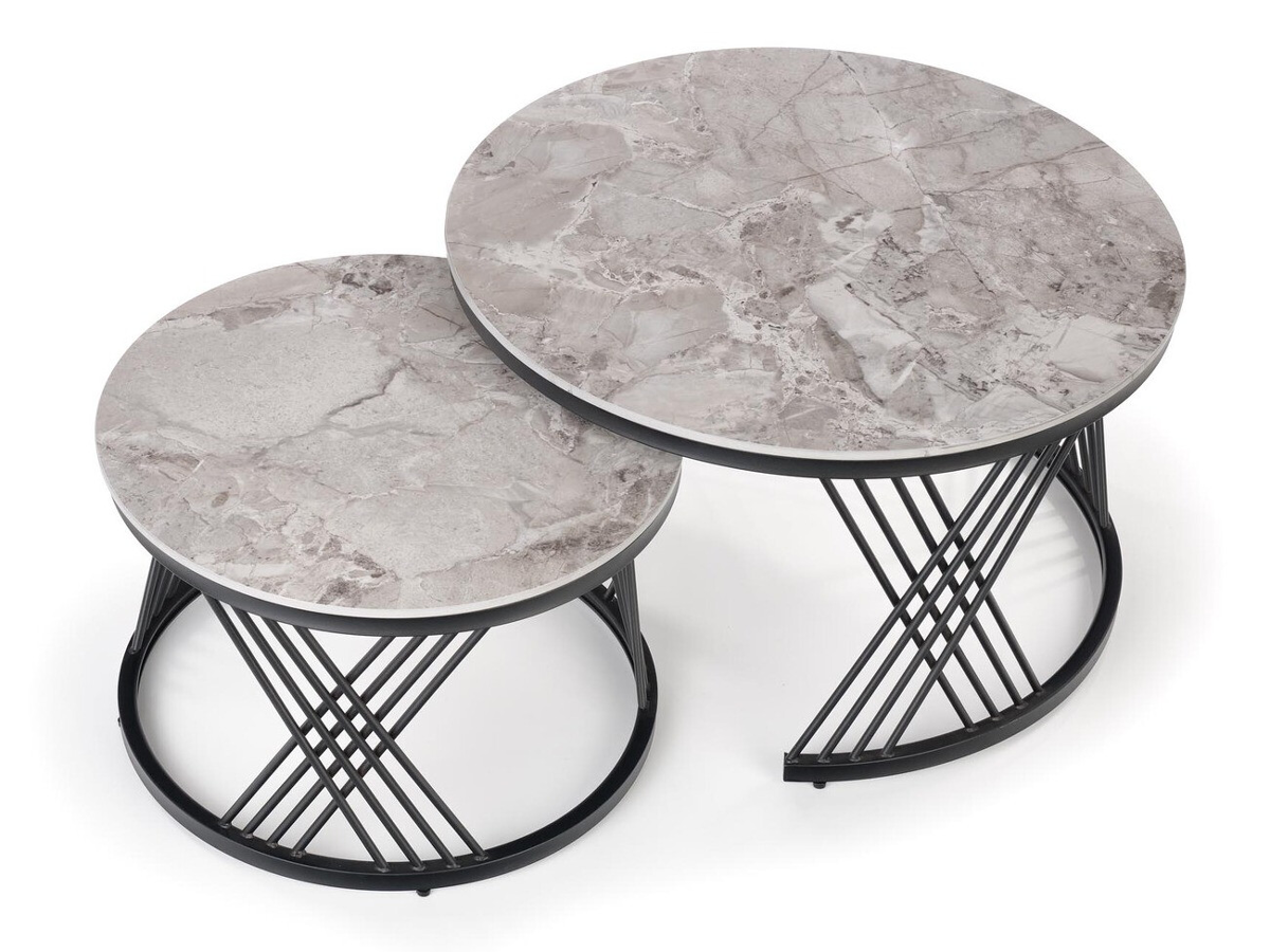Conjunto de mesa de centro Houston 2011 (Preto + Cinzento mármore)