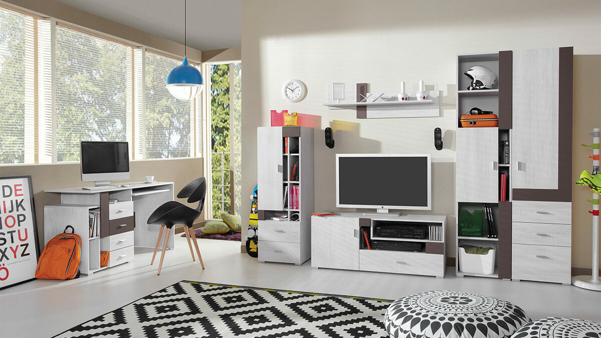 Estante Omaha D126 (Pinheiro branqueado + Castanho)