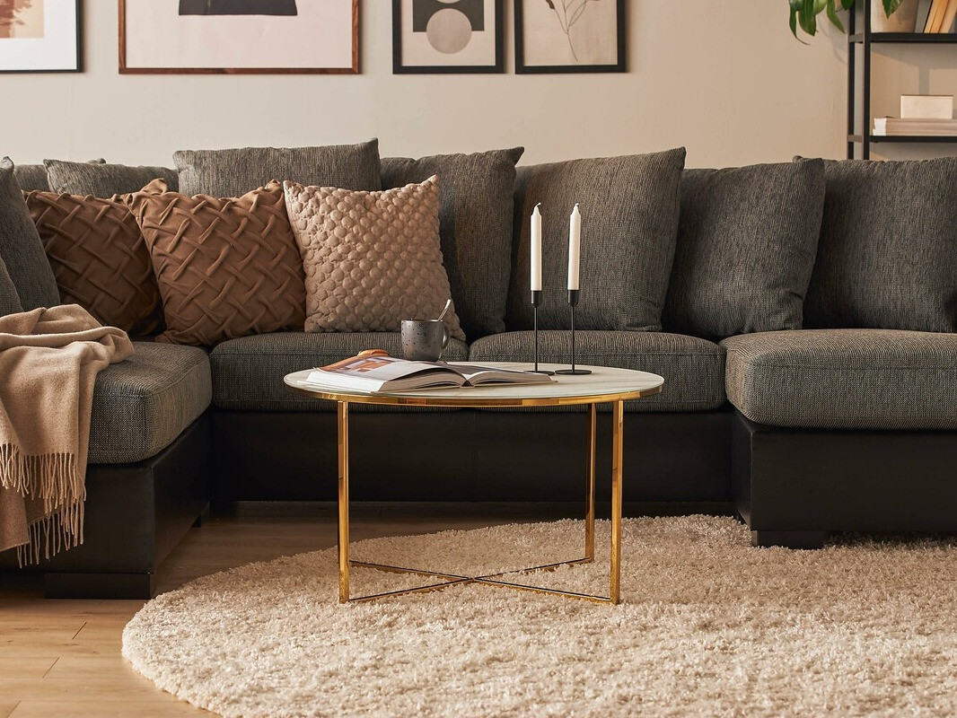 Mesa para revistas Concept 55 203 (Marmore branco + Dourado)