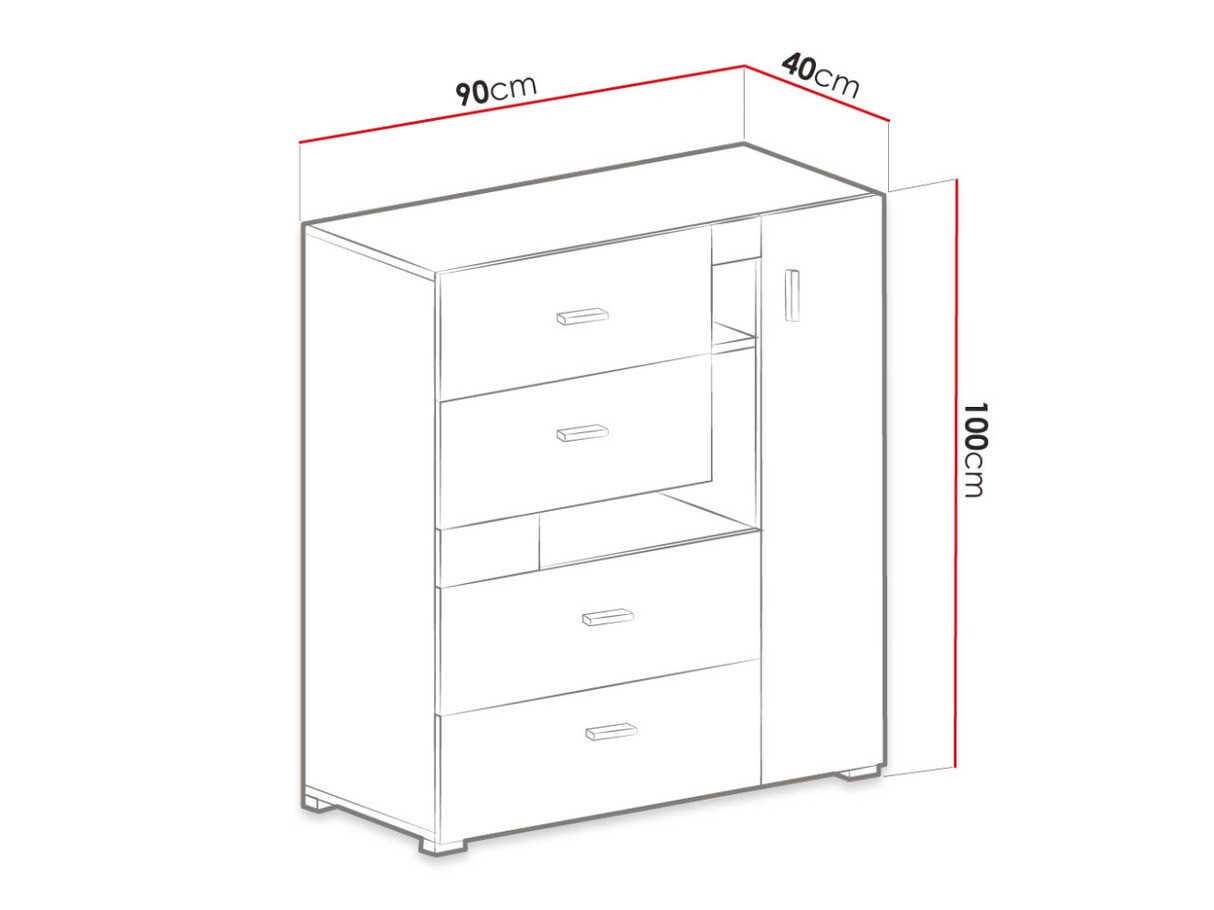 Cómoda Omaha D133 (Pinheiro branqueado + Roxo)