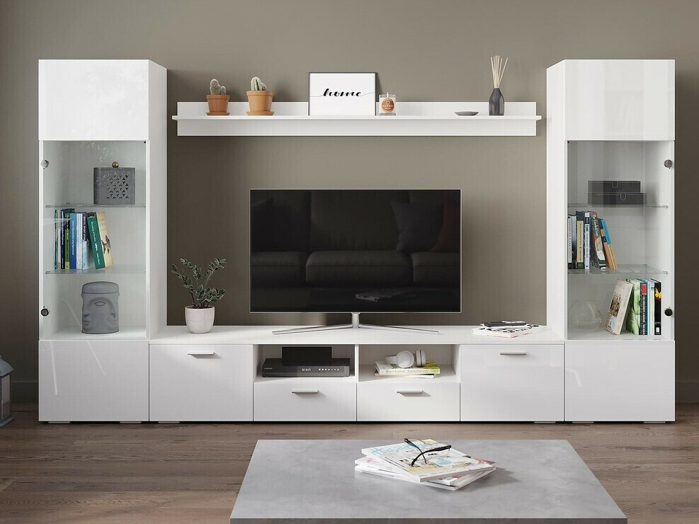 Conjunto para sala de estar Springfield 274 (Branco + Branco brilhante)