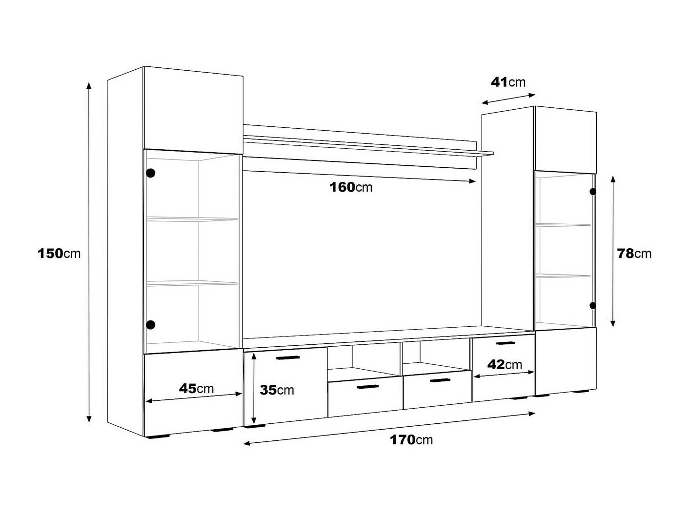 Conjunto para sala de estar Springfield 274 (Branco + Branco brilhante)