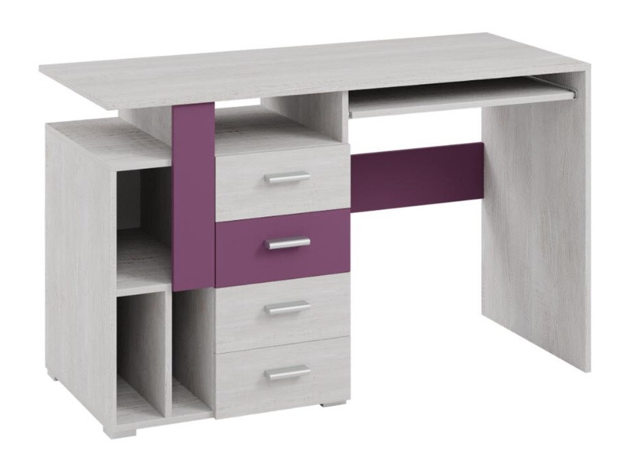 Mesa de escritório Omaha D135 (Pinheiro branqueado + Roxo)