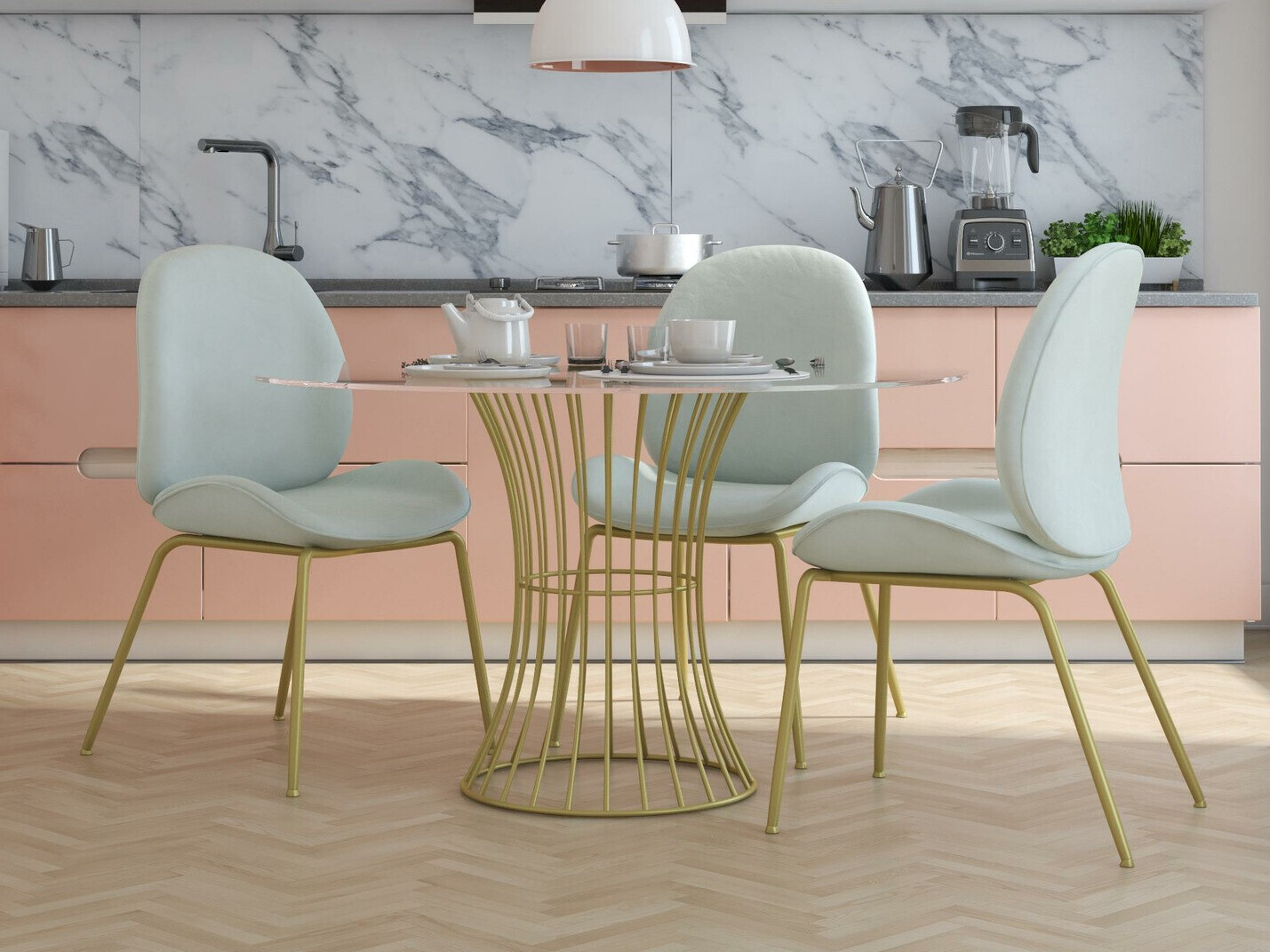 Cadeira Tulsa 517 (Latão + Verde empoeirado)