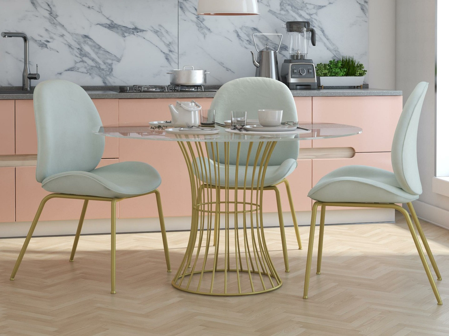 Cadeira Tulsa 517 (Latão + Verde empoeirado)