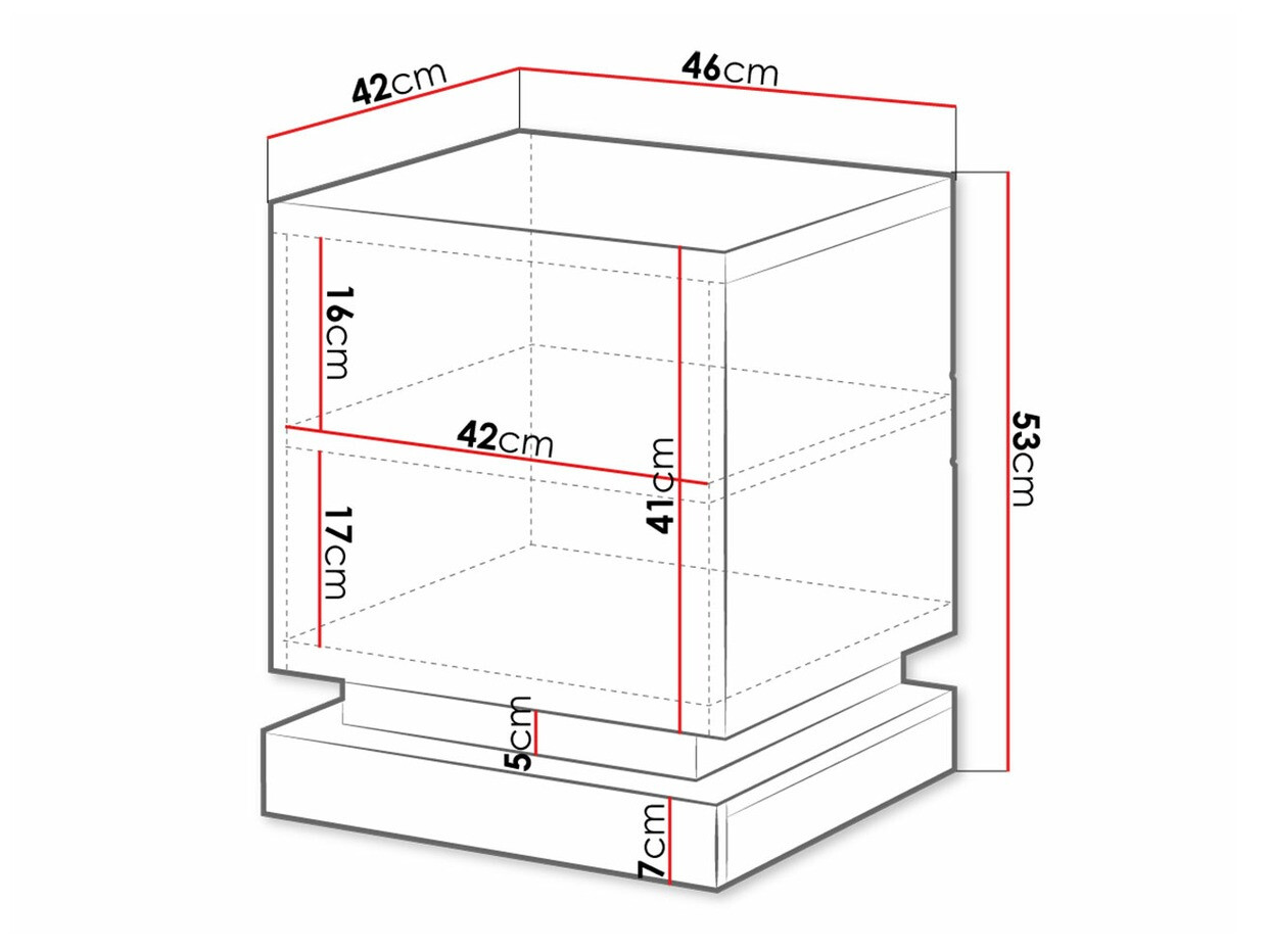 Conjunto de mesas de cabeceira Linar (Branco + Branco brilhante)
