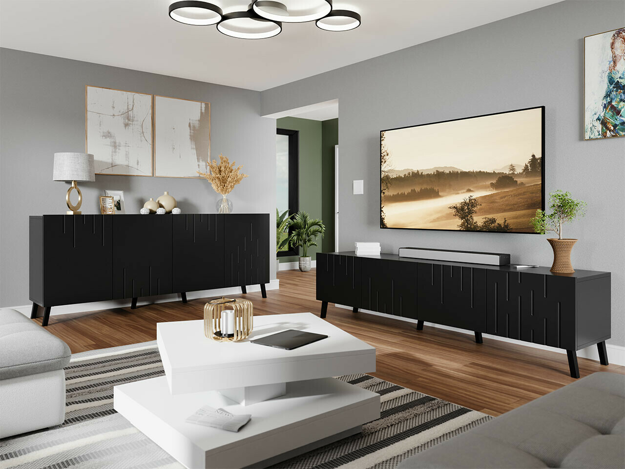 Conjunto para sala de estar Charlotte 212 (Preto)