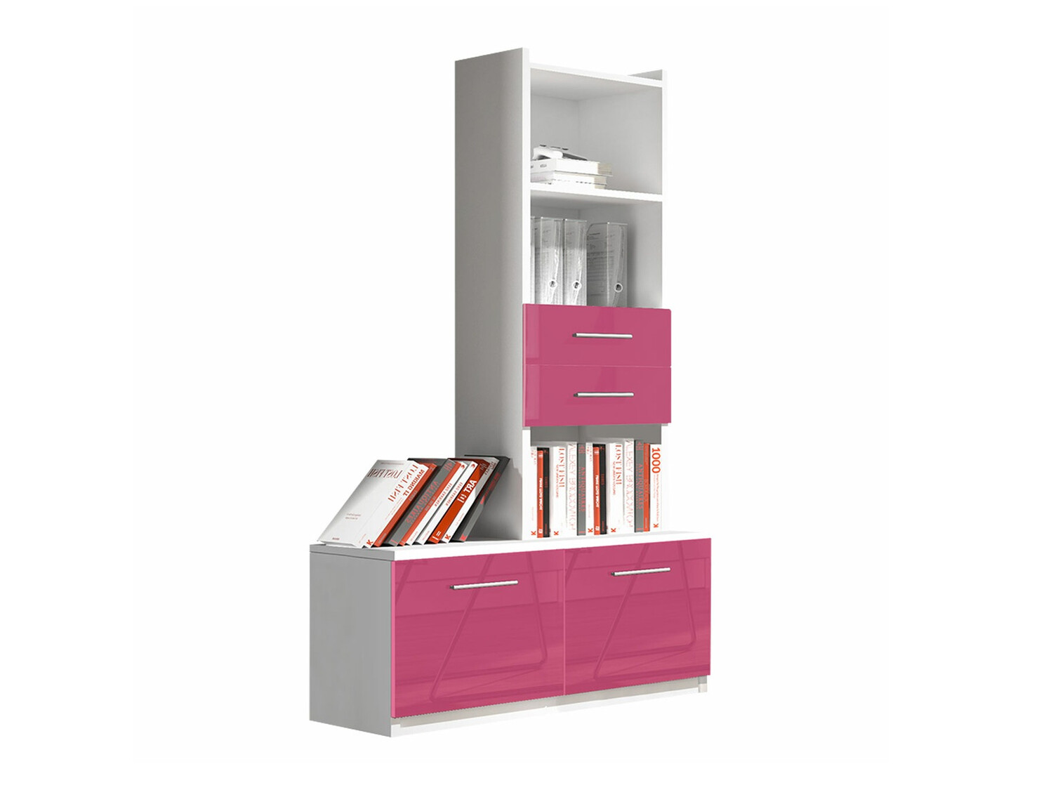 Estante Salmere 105 (Branco + Cor-de-rosa brilhante)