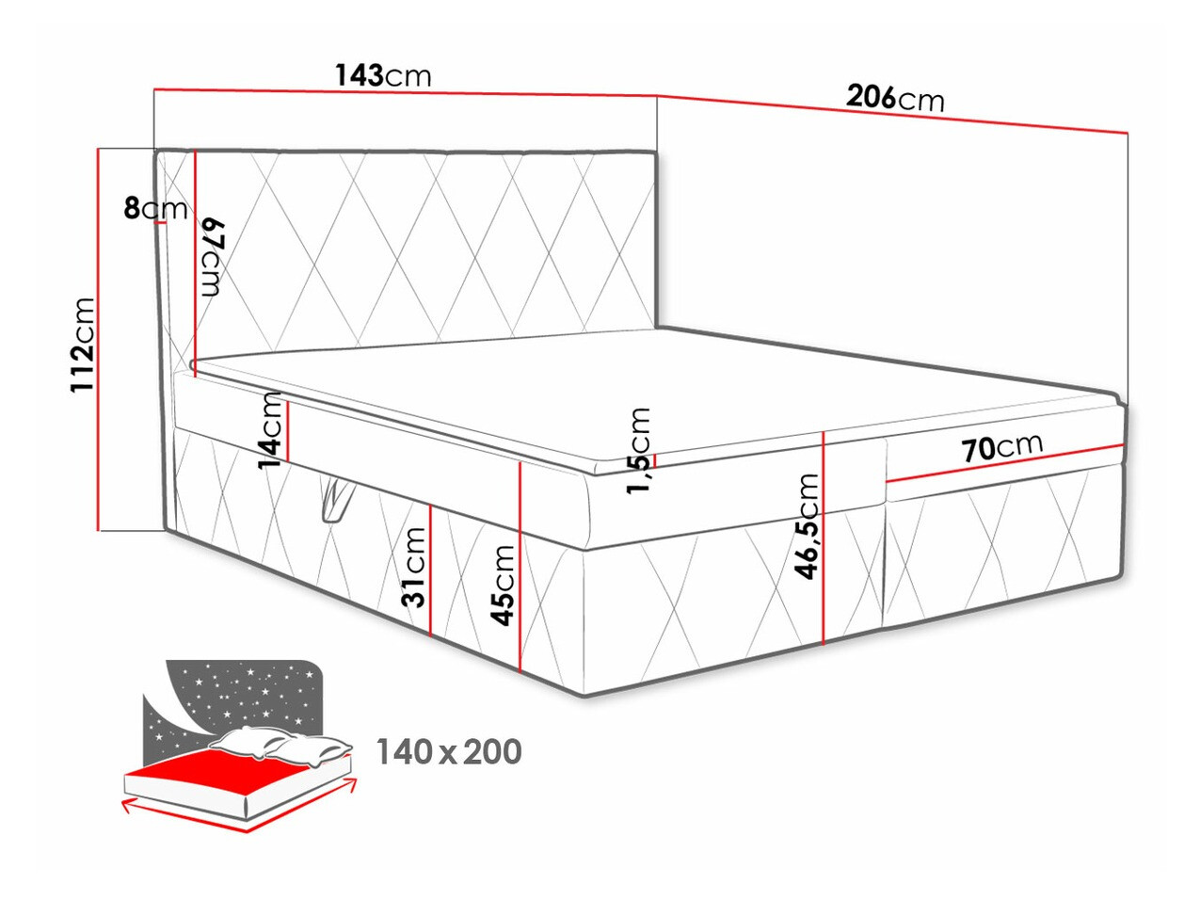 Cama continental Comfivo 225 (Magic Velvet 2227)