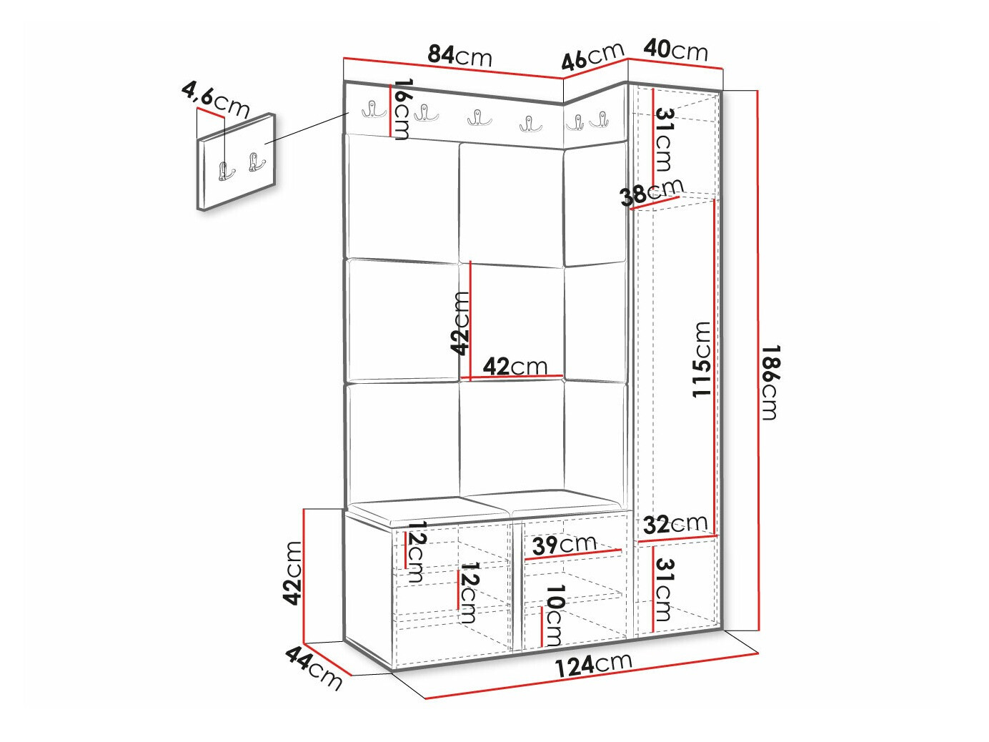 Conjunto de entrada Hartford 377 (Preto)