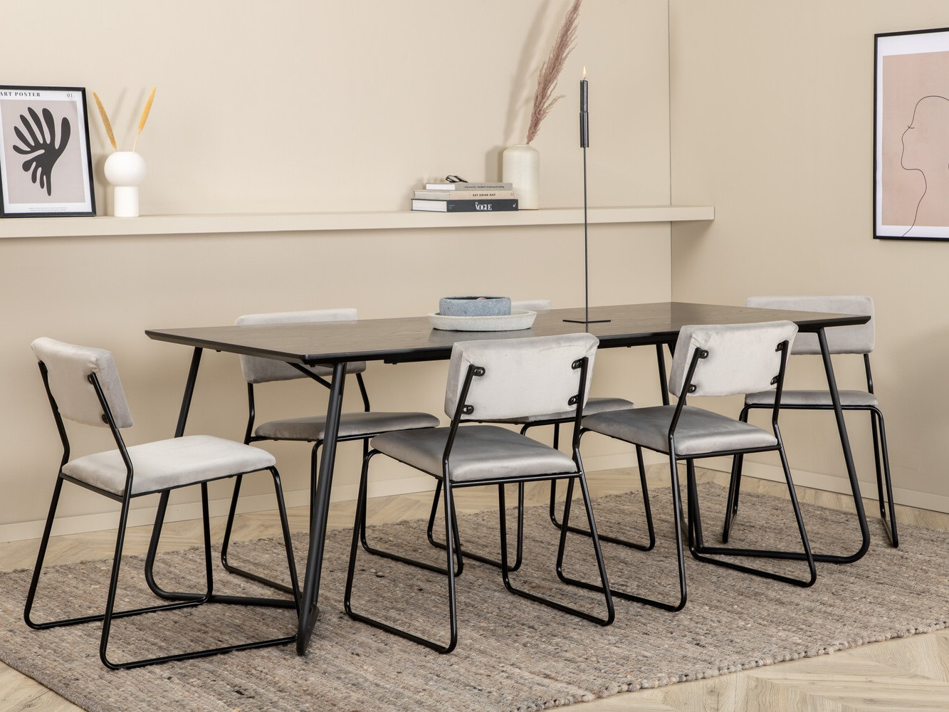 Conjunto para refeições Dallas 2715 (Cinzento + Preto)