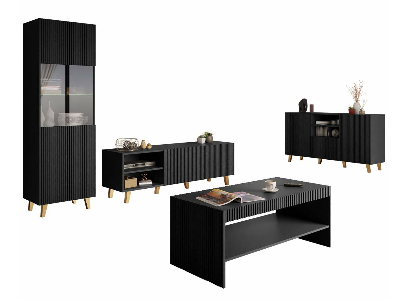 Conjunto para sala de estar Levmari 109 (Preto)