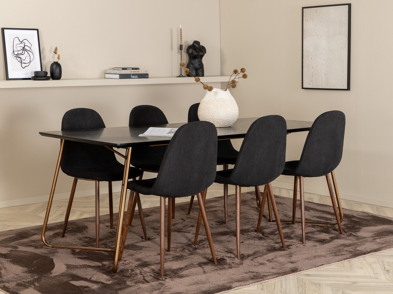 Conjunto para refeições Dallas 2713 (Preto + Nogueira)