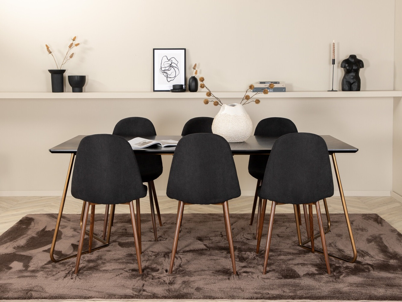 Conjunto para refeições Dallas 2713 (Preto + Nogueira)