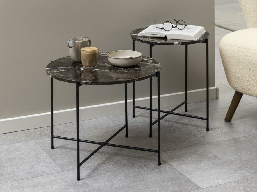 Mesa de apoio Norsica 609 (Mármore marrom + Preto)