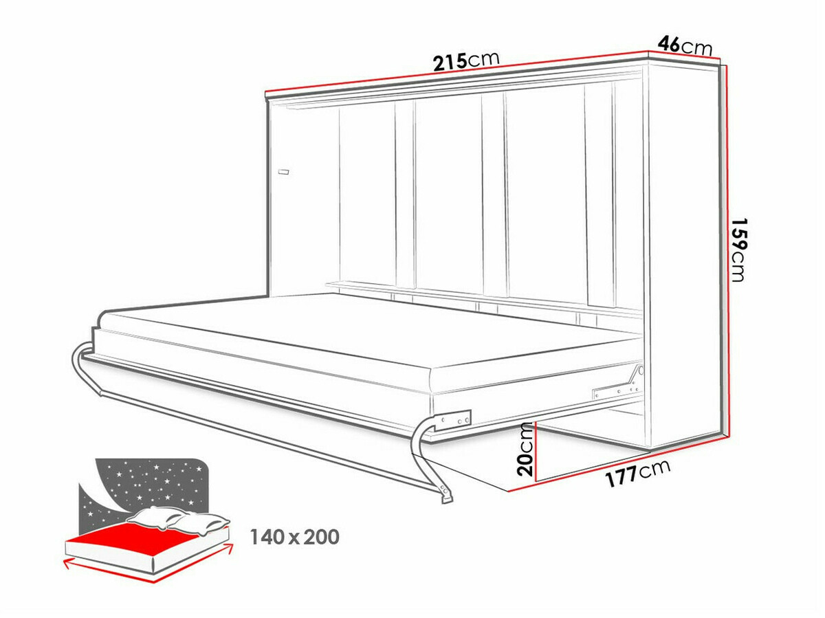 Cama rebatível Concept Pro Lenart IV (Branco + Branco brilhante)